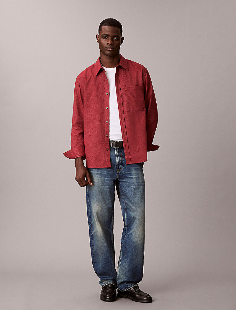 Calvin Klein Kırmızı Renkli Erkek Melange Flannel Gömlek