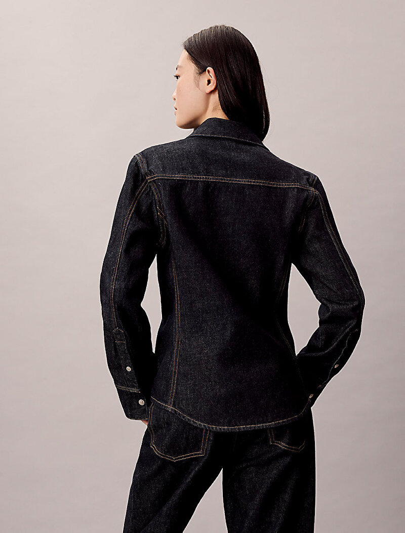 Calvin Klein Lacivert Renkli Kadın Seamed Classic Gömlek