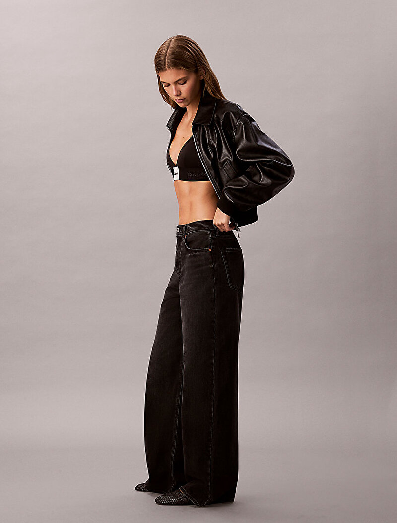 Calvin Klein Siyah Renkli Kadın Wide Leg Evening Jean Pantolon