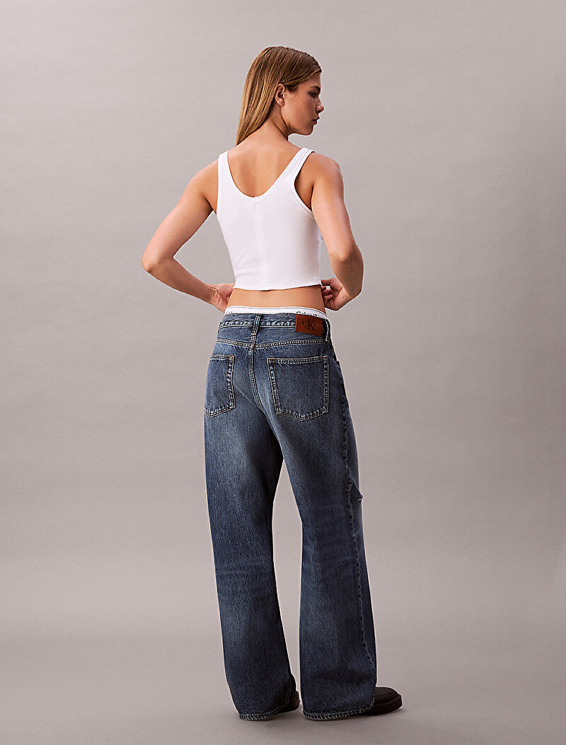 Calvin Klein Mavi Renkli Kadın Low Rise Baggy Jean Pantolon