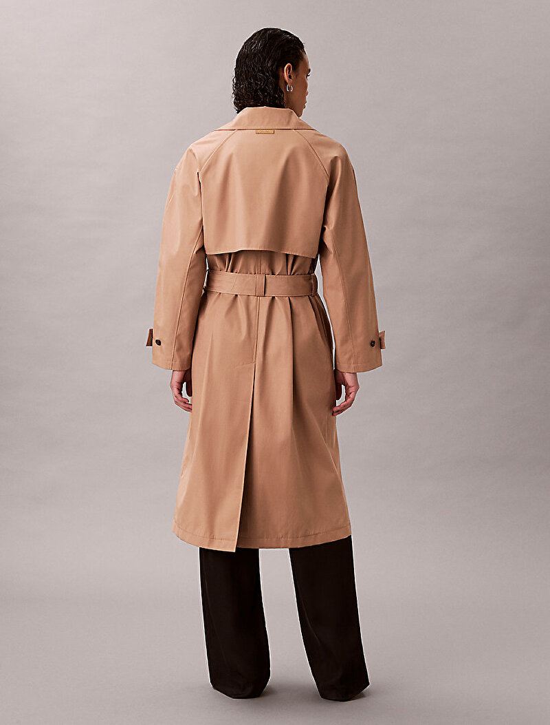 Calvin Klein Bej Renkli Kadın Classic Long Cotton Kaban