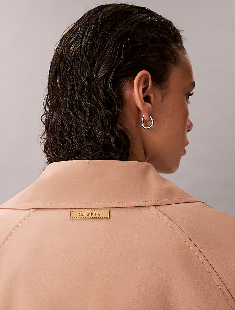 Calvin Klein Bej Renkli Kadın Classic Long Cotton Kaban