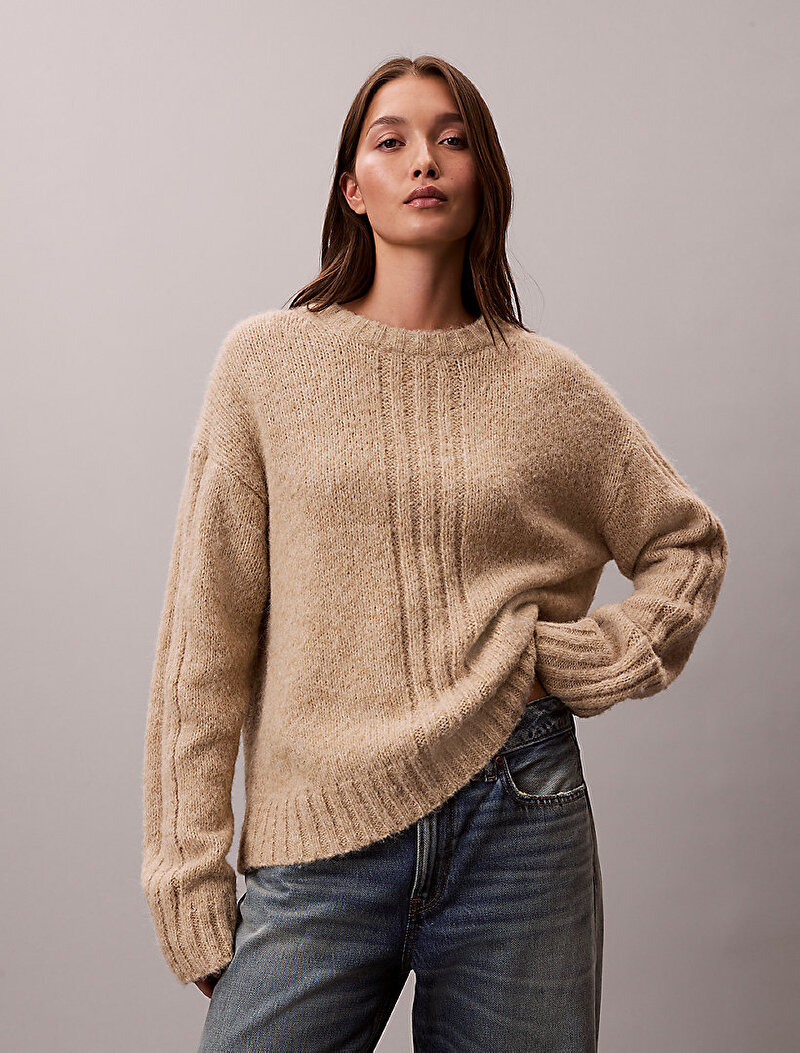 Kadın Brushed Wool Blend Kazak