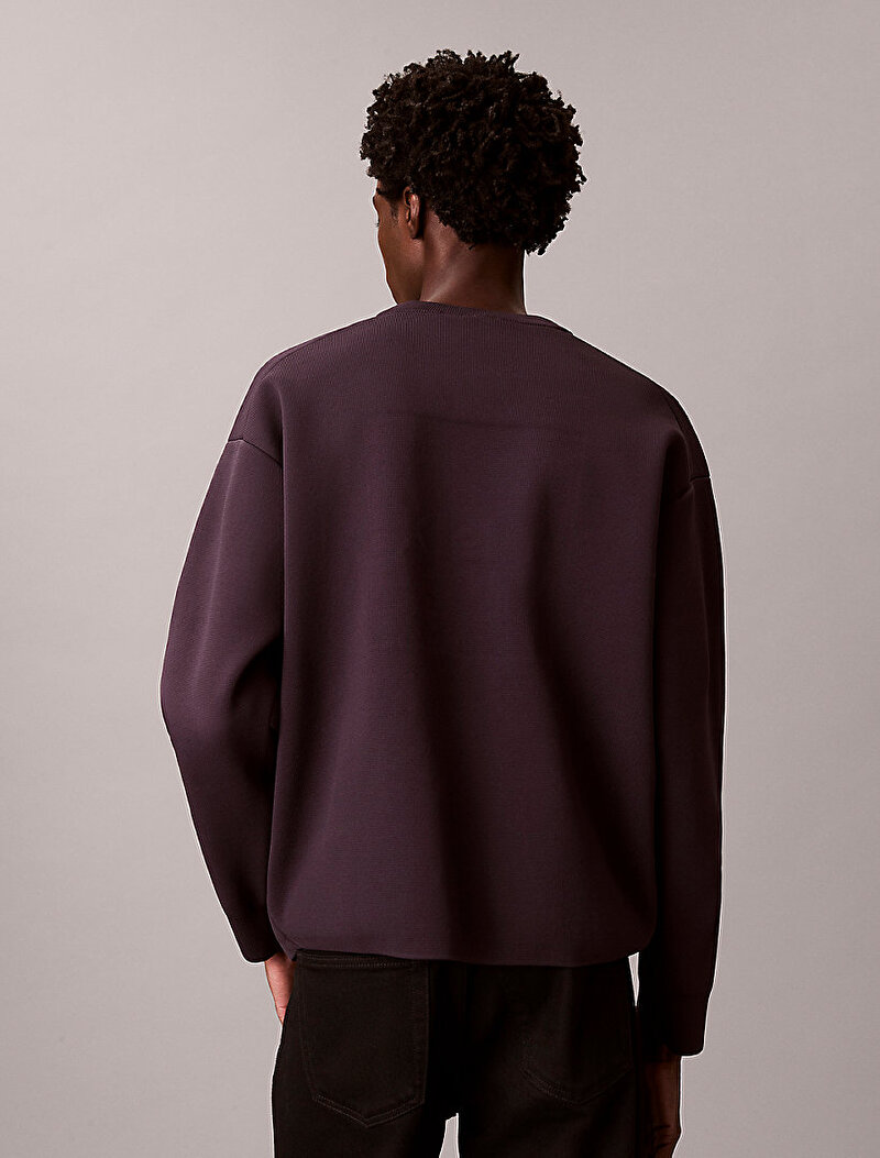 Calvin Klein Kahverengi Renkli Erkek Chest Logo Kazak