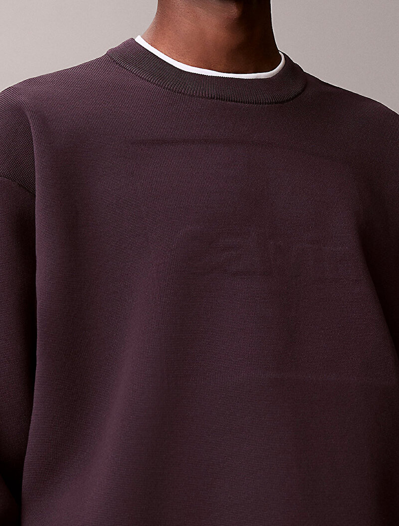 Calvin Klein Kahverengi Renkli Erkek Chest Logo Kazak