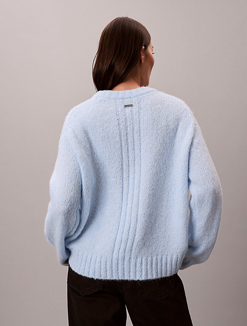 Calvin Klein Mavi Renkli Kadın Brushed Wool Blend Kazak