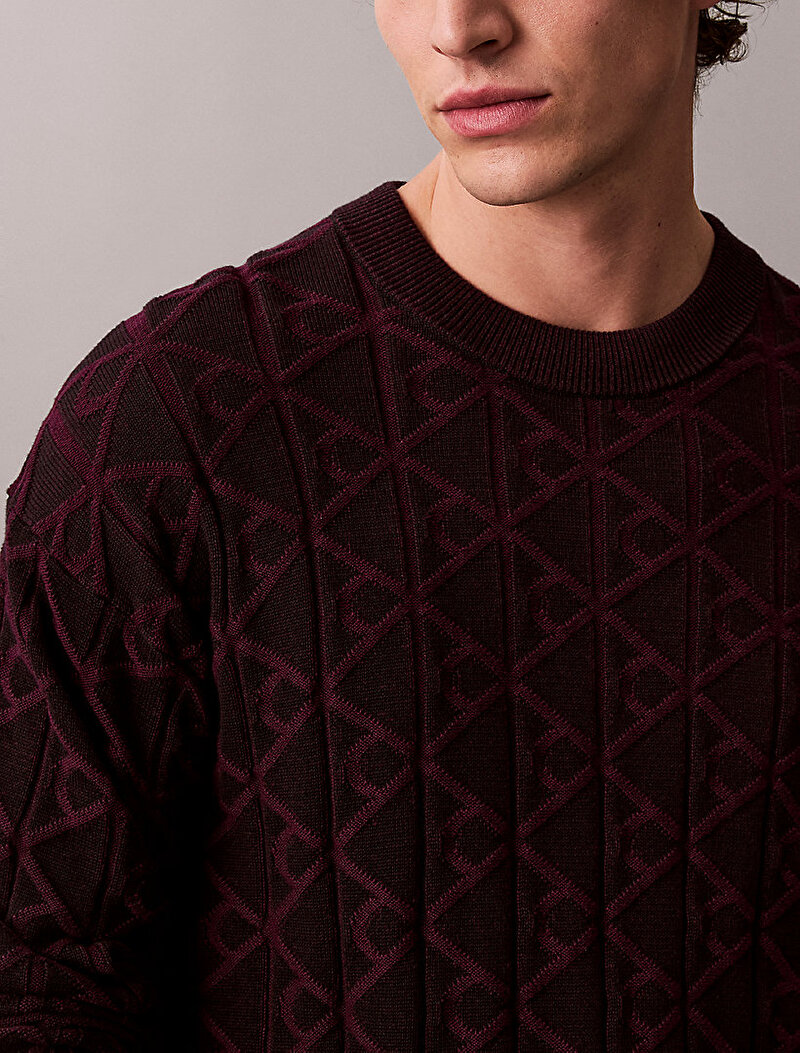 Calvin Klein Mor Renkli Erkek Easy Cotton Kazak