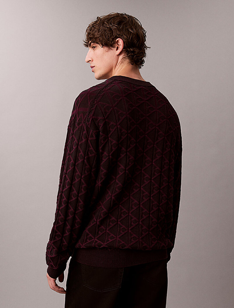 Calvin Klein Mor Renkli Erkek Easy Cotton Kazak