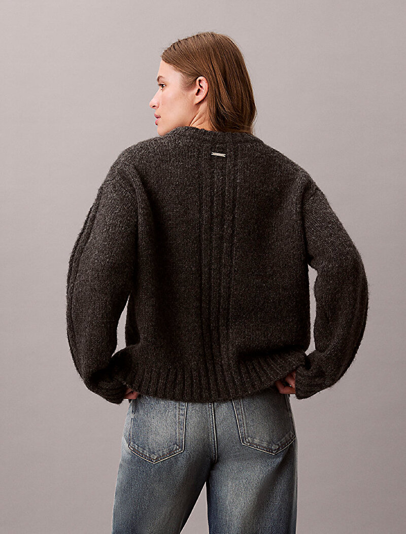 Calvin Klein Siyah Renkli Kadın Brushed Wool Blend Kazak