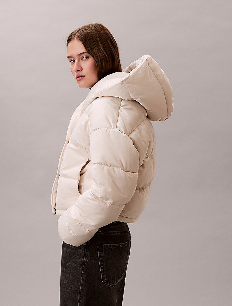 Calvin Klein Bej Renkli Kadın Mid Weight Satin Mont