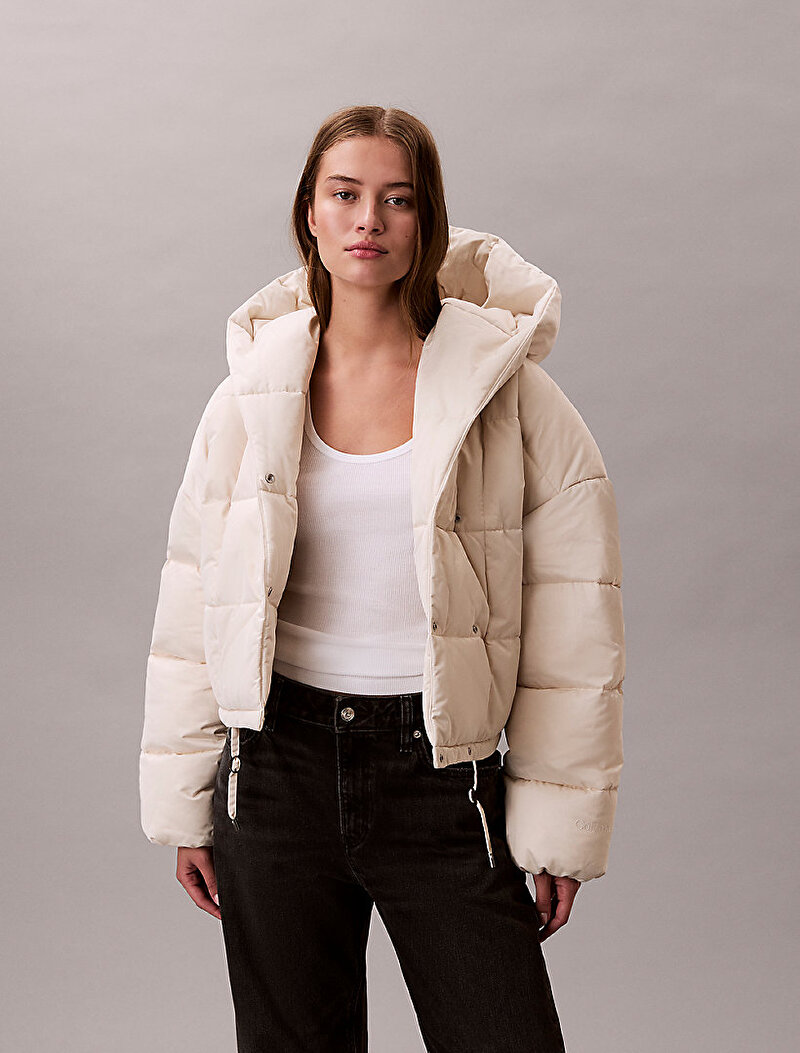 Calvin Klein Bej Renkli Kadın Mid Weight Satin Mont