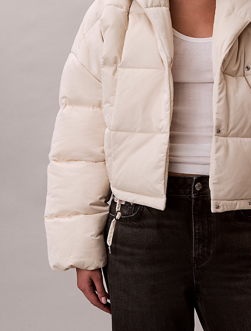 Calvin Klein Bej Renkli Kadın Mid Weight Satin Mont