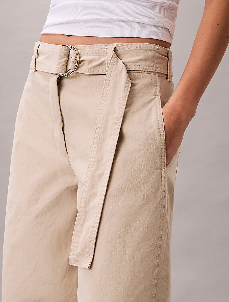 Calvin Klein Bej Renkli Kadın Cotton Seamed Pantolon