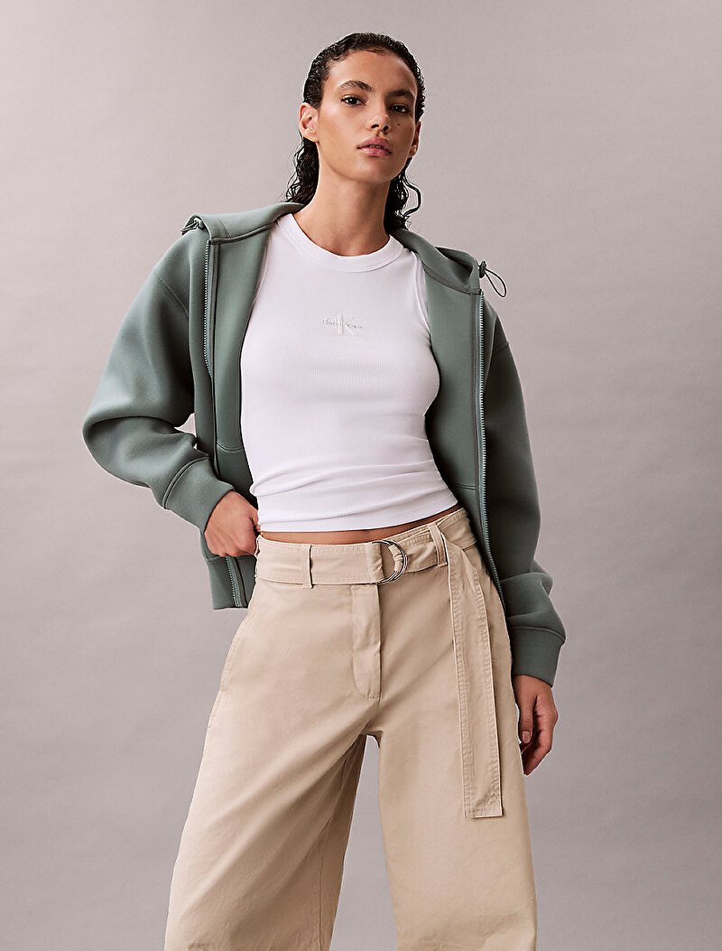 Calvin Klein Bej Renkli Kadın Cotton Seamed Pantolon