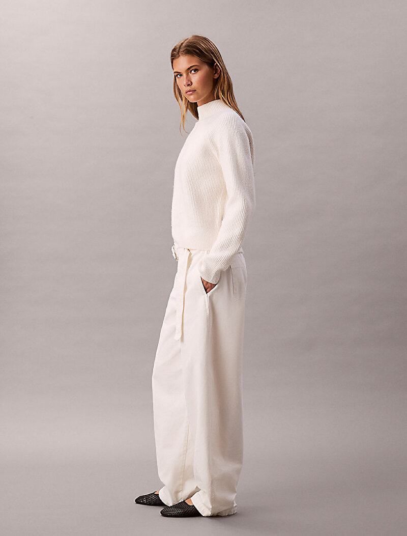 Calvin Klein Beyaz Renkli Kadın Cotton Seamed Pantolon