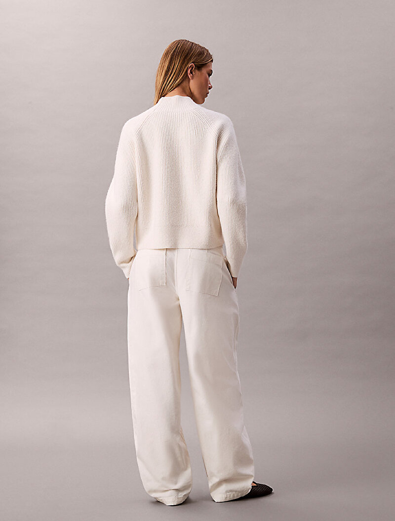 Calvin Klein Beyaz Renkli Kadın Cotton Seamed Pantolon