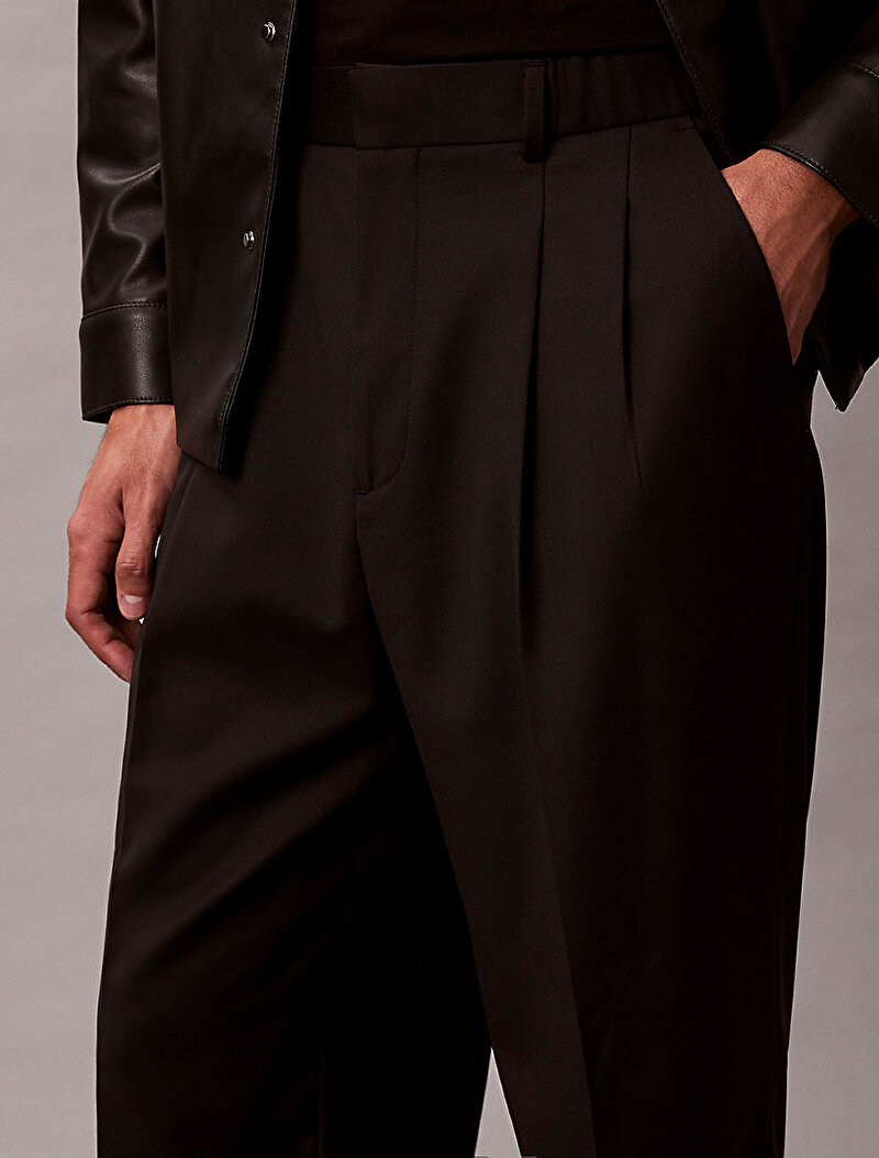 Calvin Klein Siyah Renkli Erkek Wide Leg Travel Pantolon