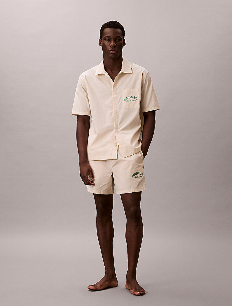 Calvin Klein Bej Renkli Erkek Heritage Crest T-shirt