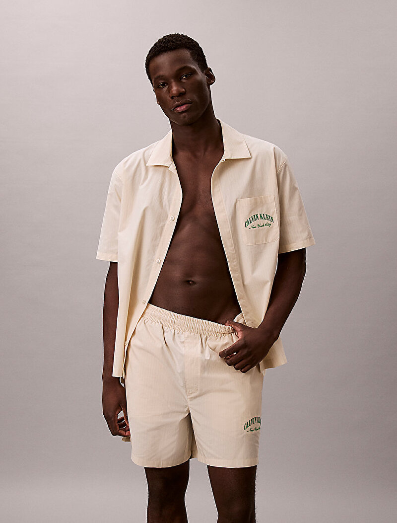 Calvin Klein Bej Renkli Erkek Heritage Crest T-shirt