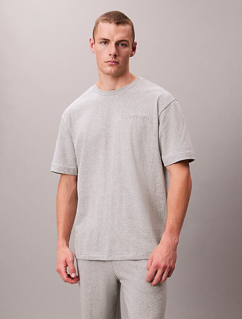 Calvin Klein Gri Renkli Erkek Crew Neck T-shirt