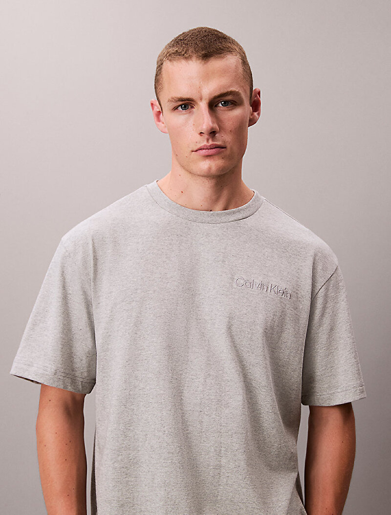 Calvin Klein Gri Renkli Erkek Crew Neck T-shirt