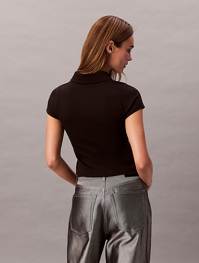 Calvin Klein Siyah Renkli Kadın Punto Milano Polo T-shirt