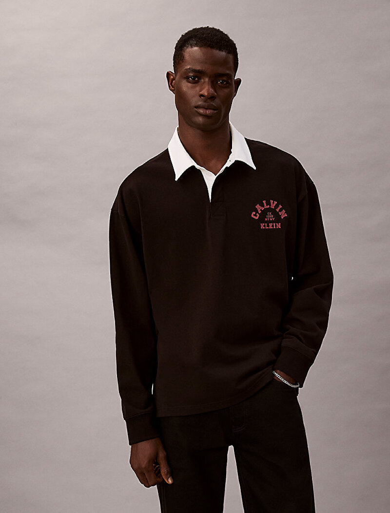 Calvin Klein Siyah Renkli Erkek Compact Rugby Polo T-shirt