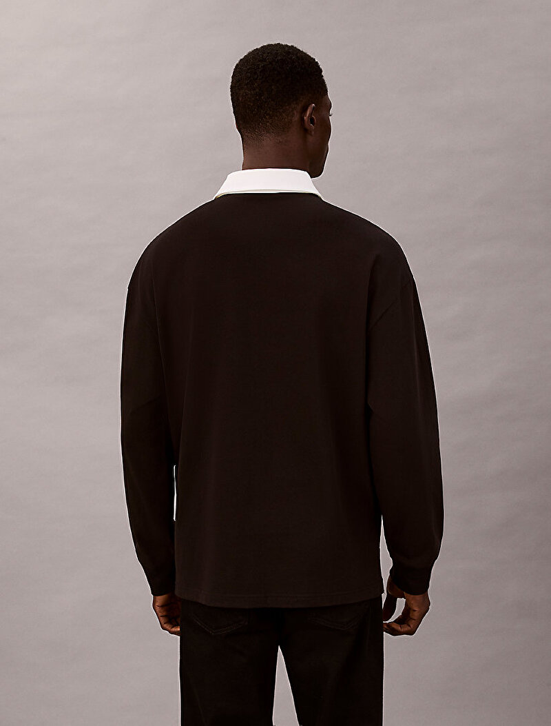 Calvin Klein Siyah Renkli Erkek Compact Rugby Polo T-shirt