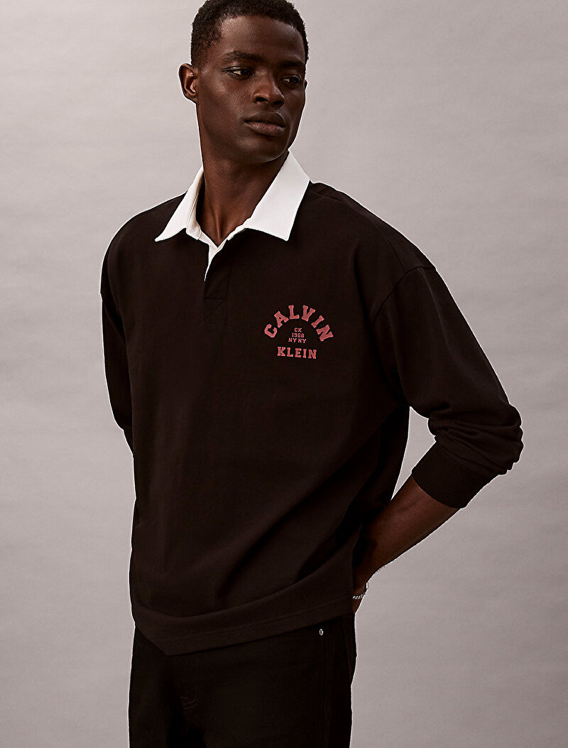 Calvin Klein Siyah Renkli Erkek Compact Rugby Polo T-shirt