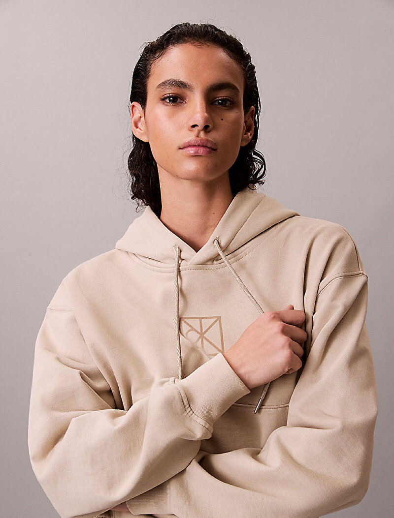 Calvin Klein Bej Renkli Kadın Relaxed Premium Sweatshirt