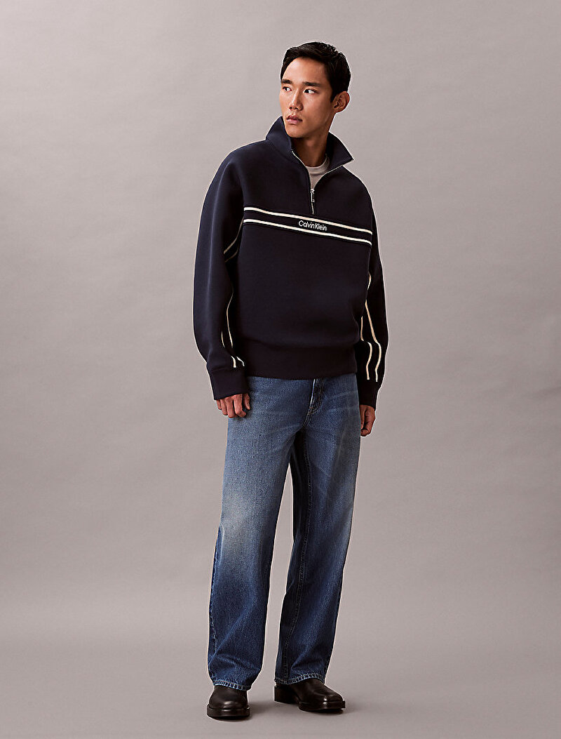 Calvin Klein Lacivert Renkli Erkek Cotton Spacer Sweatshirt