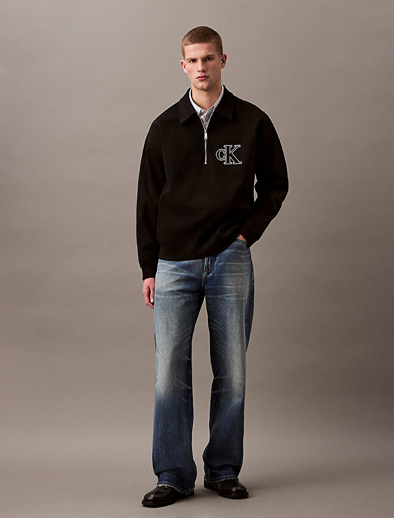 Calvin Klein Siyah Renkli Erkek Knit Rib Logo Sweatshirt