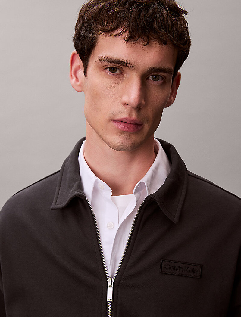 Calvin Klein Siyah Renkli Erkek Waffle-Lined Premium Sweatshirt