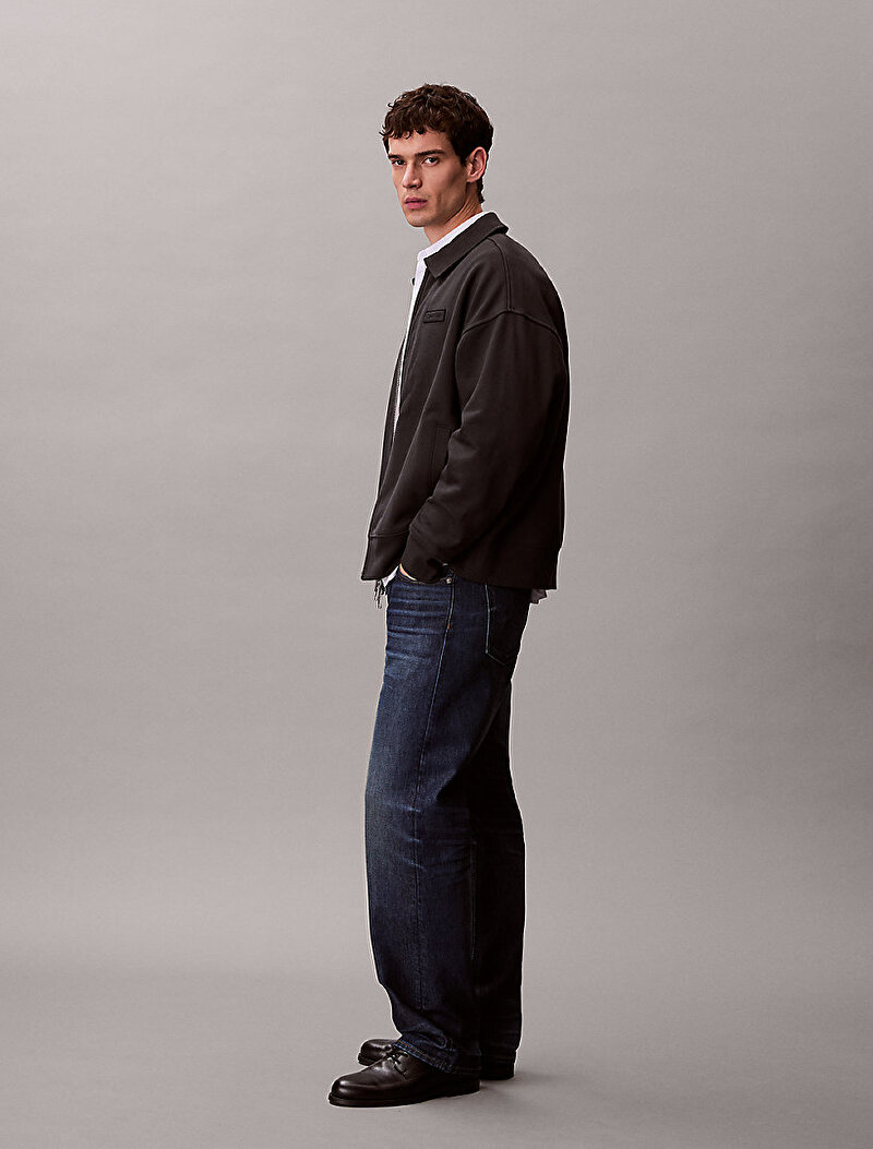 Calvin Klein Siyah Renkli Erkek Waffle-Lined Premium Sweatshirt