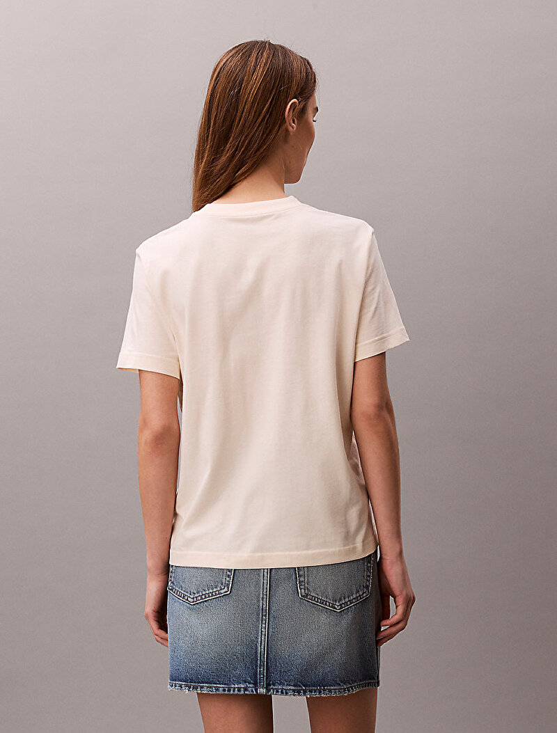 Calvin Klein Beyaz Renkli Kadın Hero Classic Mono T-shirt