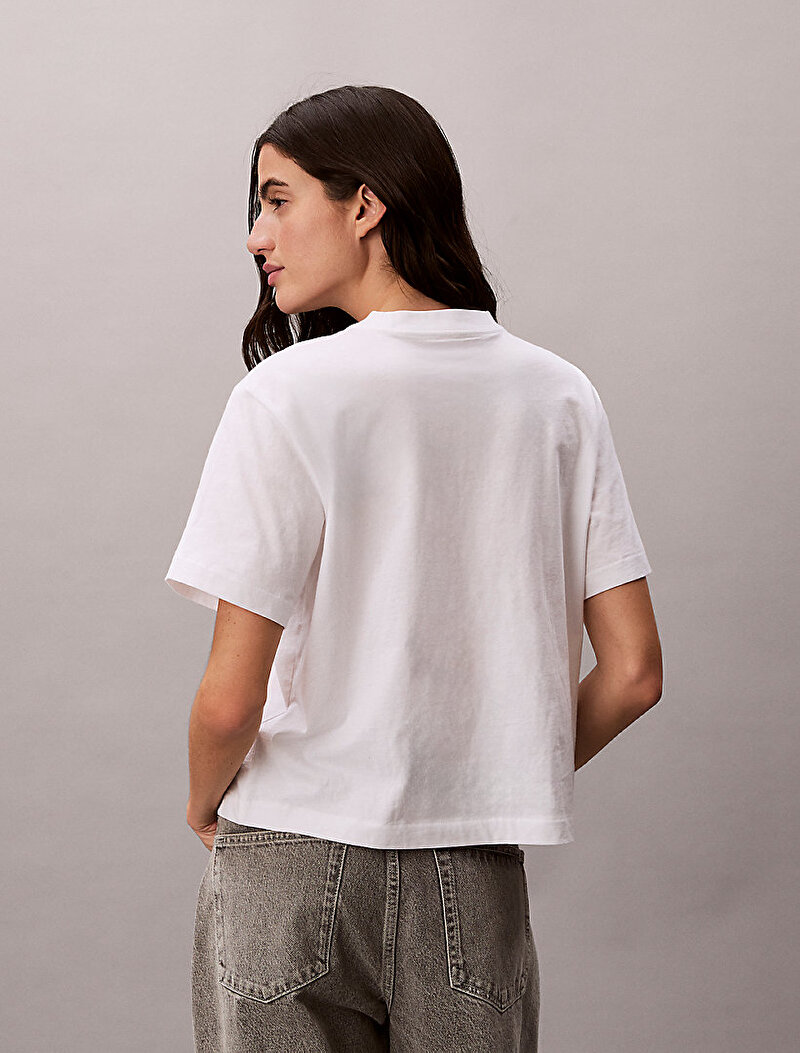 Calvin Klein Beyaz Renkli Kadın Boxy Seasonal T-shirt