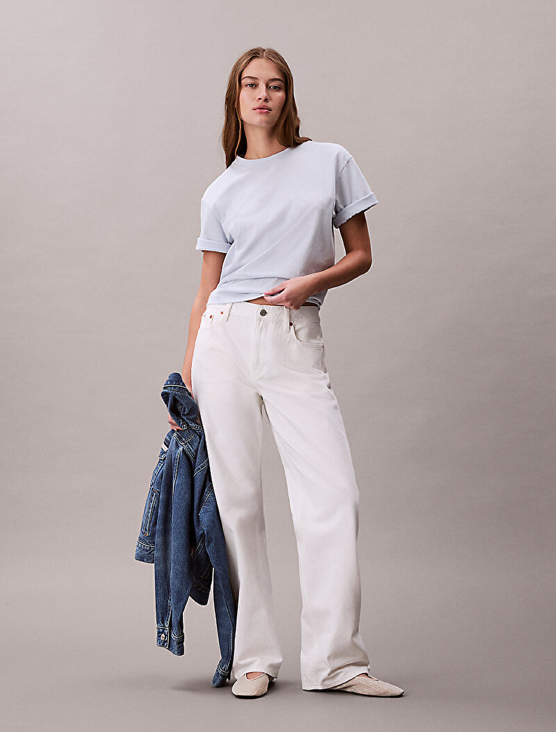 Calvin Klein Beyaz Renkli Kadın Boxy Graphic T-shirt