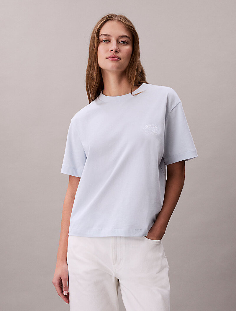 Calvin Klein Beyaz Renkli Kadın Boxy Graphic T-shirt