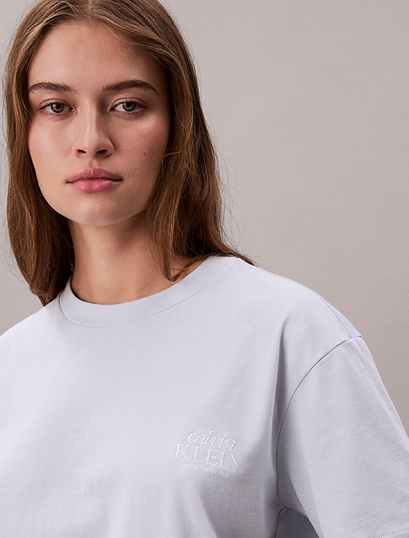 Calvin Klein Beyaz Renkli Kadın Boxy Graphic T-shirt