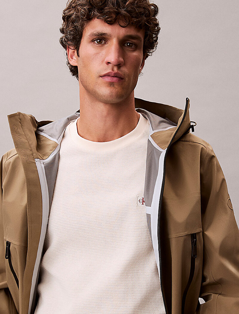 Calvin Klein Beyaz Renkli Erkek Waffle Badge Crew T-shirt