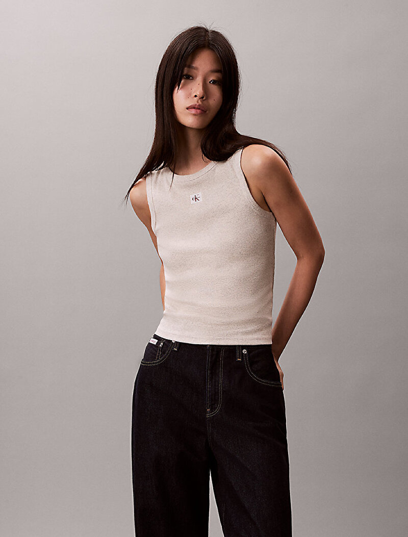 Calvin Klein Gri Renkli Kadın Woven Label Baby T-shirt