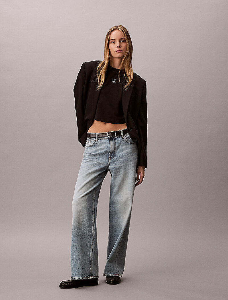 Calvin Klein Siyah Renkli Kadın Logo Cropped T-shirt