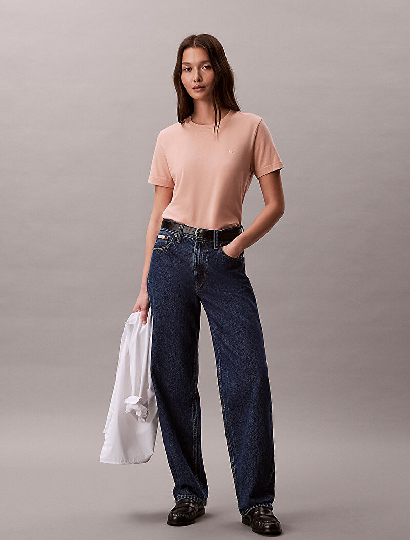 Calvin Klein Turuncu Renkli Kadın Monogram Crew T-shirt