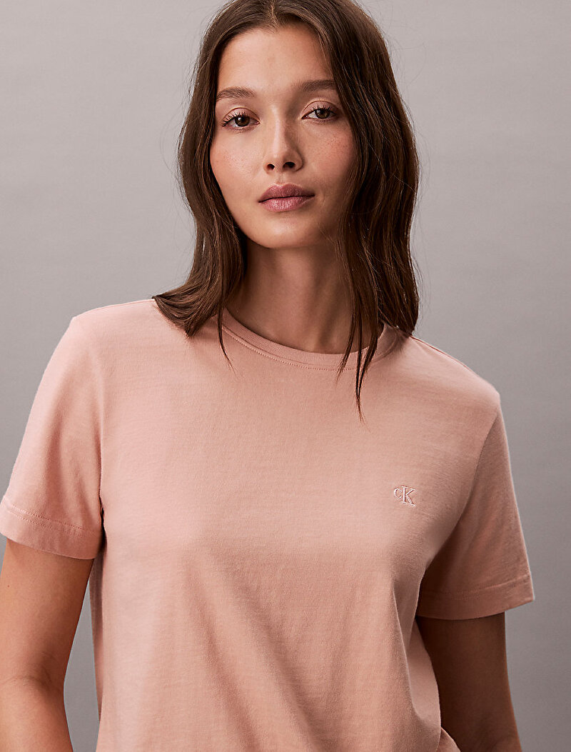 Calvin Klein Turuncu Renkli Kadın Monogram Crew T-shirt