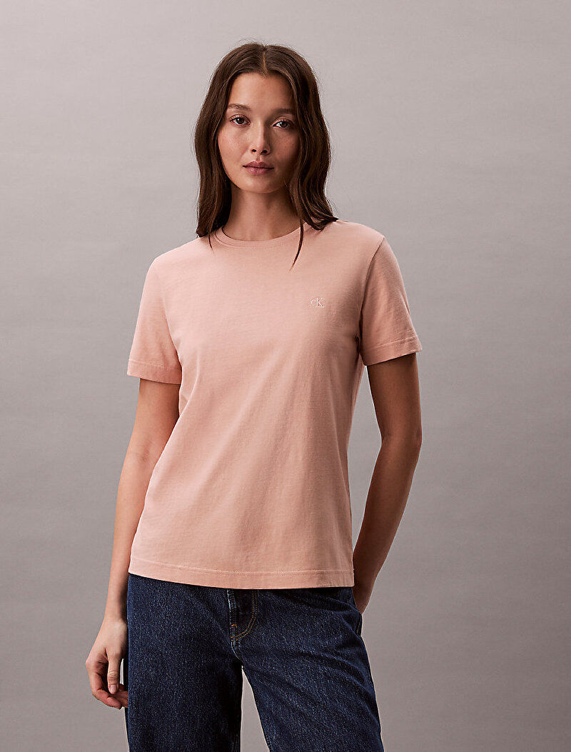 Calvin Klein Turuncu Renkli Kadın Monogram Crew T-shirt