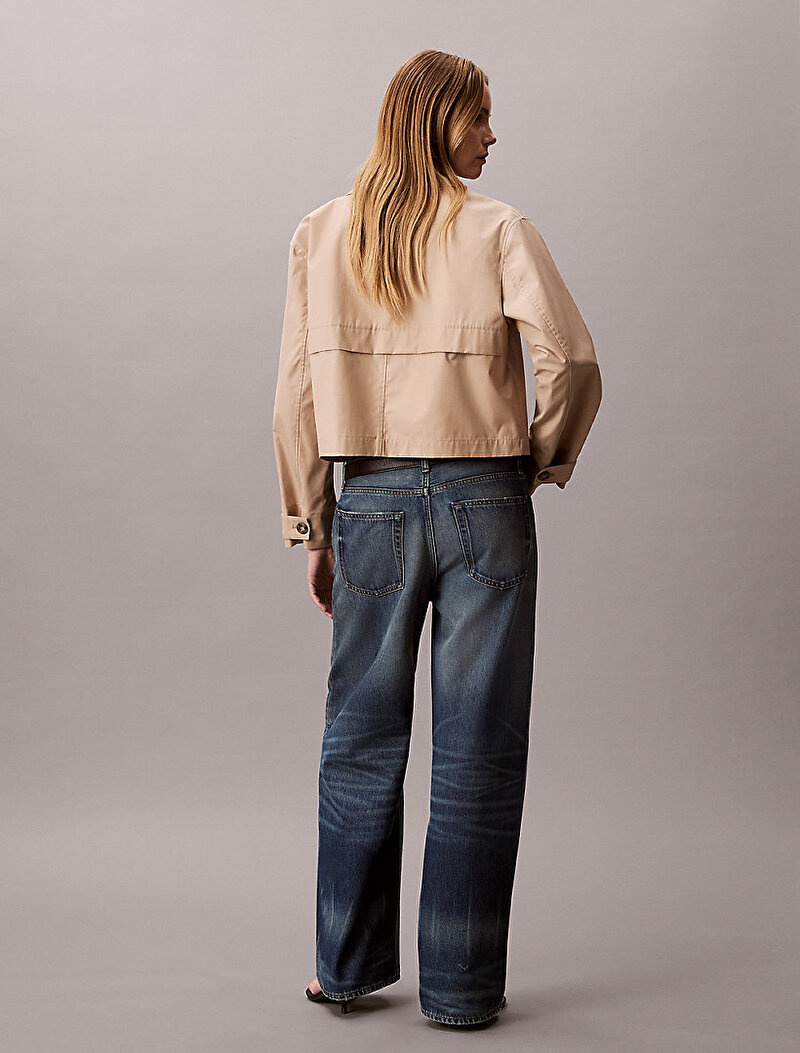 Calvin Klein Bej Renkli Kadın Kısa Cotton Trençkot