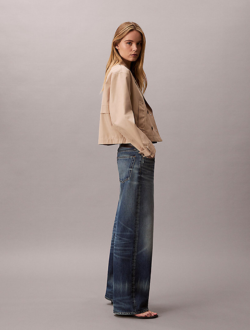 Calvin Klein Bej Renkli Kadın Kısa Cotton Trençkot