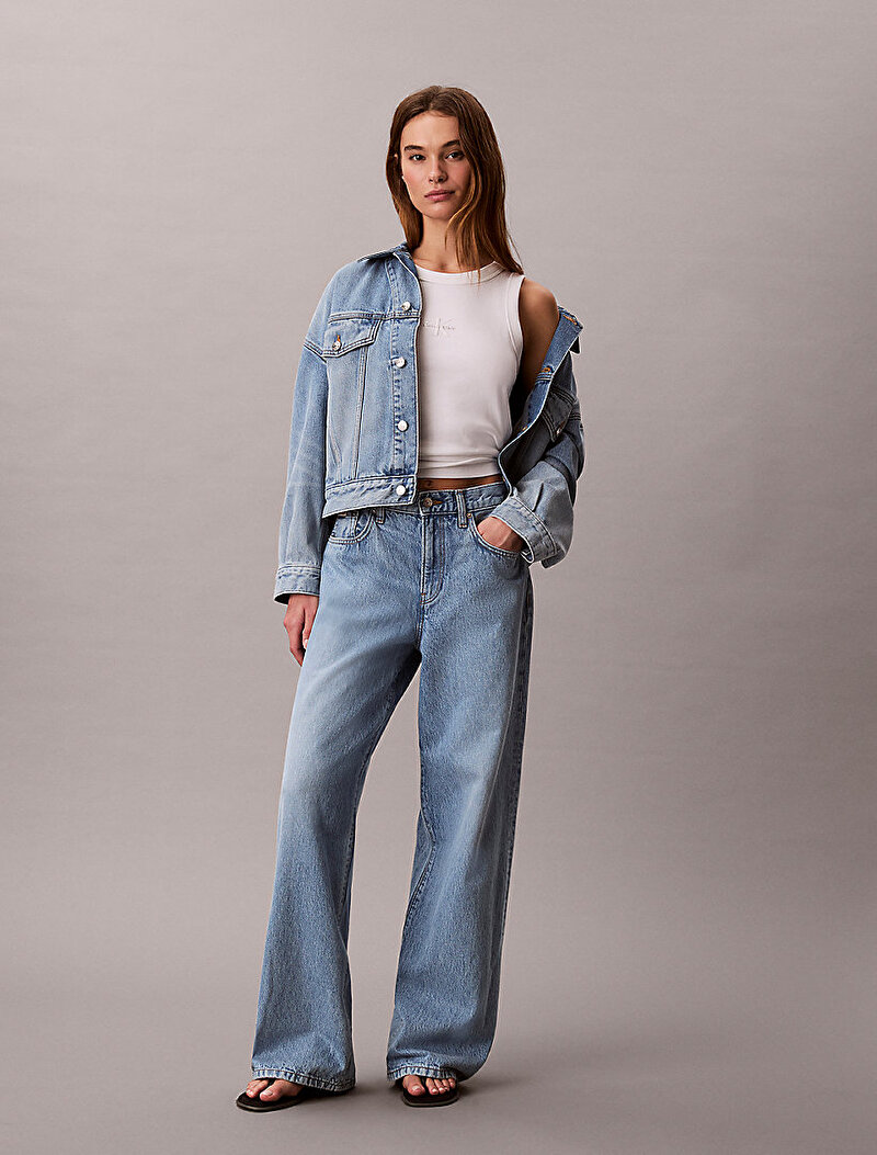 Calvin Klein Mavi Renkli Kadın The Wide Leg Sage Jean Pantolon
