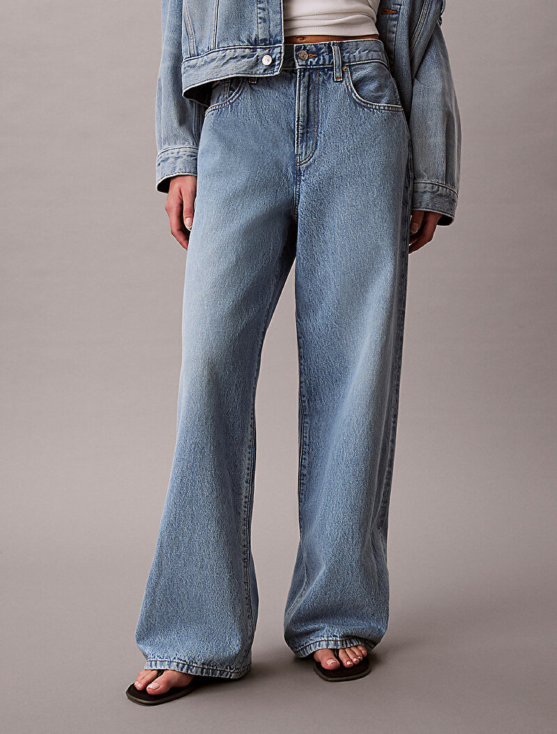 Calvin Klein Mavi Renkli Kadın The Wide Leg Sage Jean Pantolon