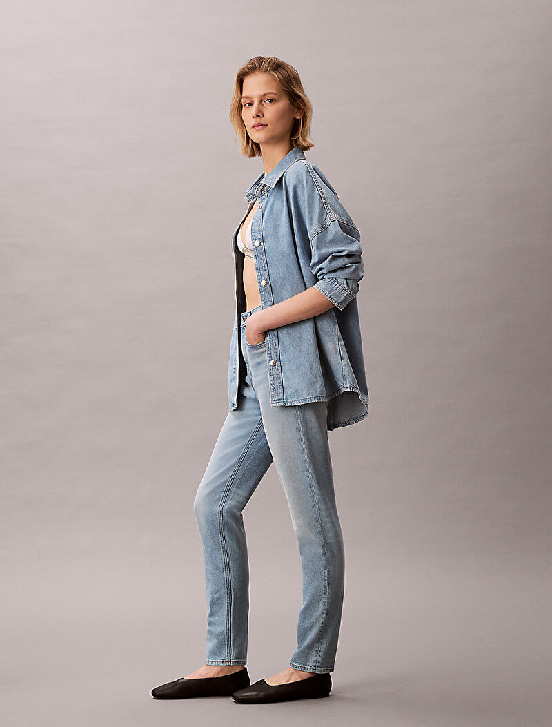 Calvin Klein Mavi Renkli Kadın New Mom Jean Pantolon